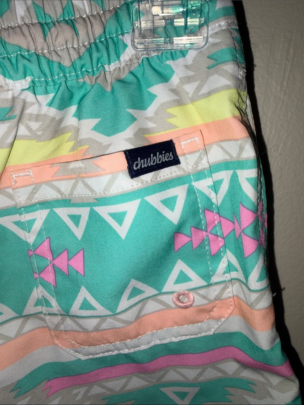 chubbies Kids Aztec Swim Trunks - Mint, Coral & Pink - Picture 3 of 4
